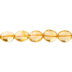 10mm Citrine Straight Drilled Faceted Oval Beads, 8 inch