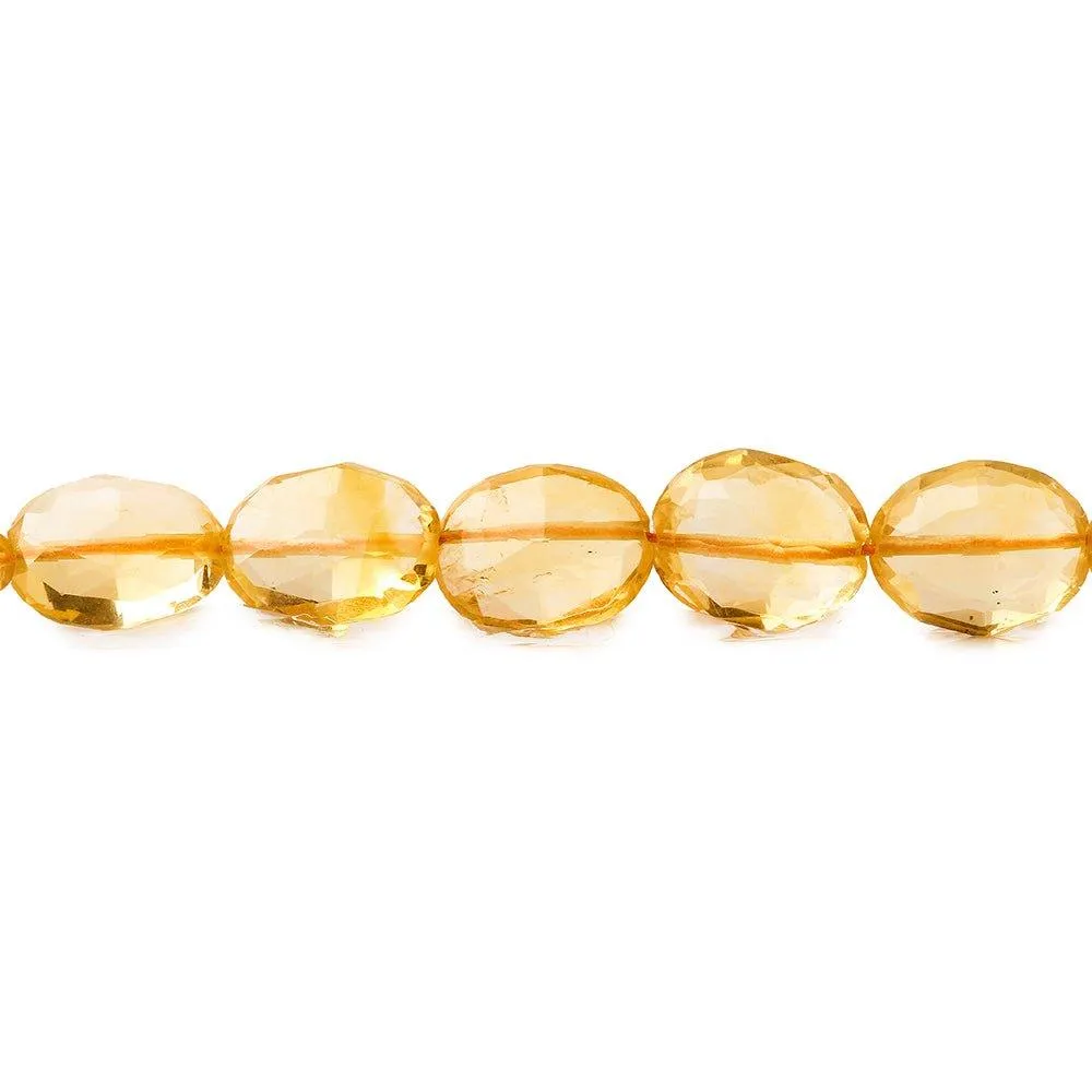 10mm Citrine Straight Drilled Faceted Oval Beads, 8 inch