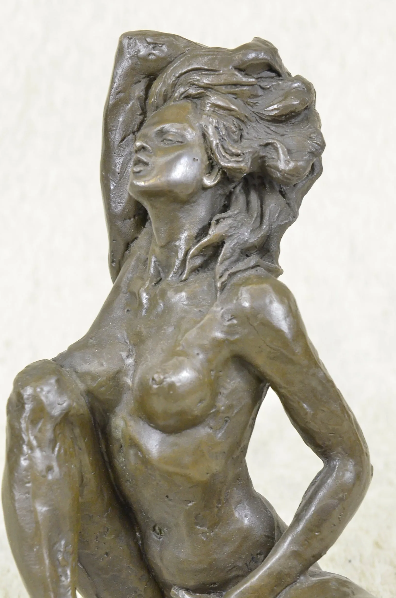 Art Noveau Deco Bronze Nude Girl Woman Stretching Lady Figurine Statue Sculpture