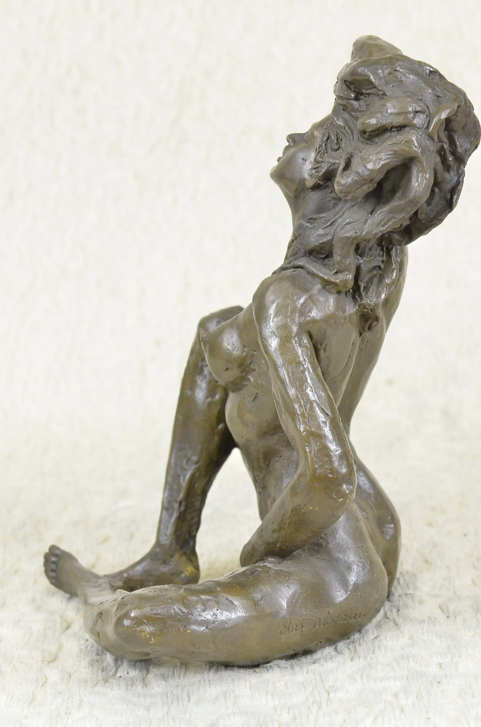 Art Noveau Deco Bronze Nude Girl Woman Stretching Lady Figurine Statue Sculpture