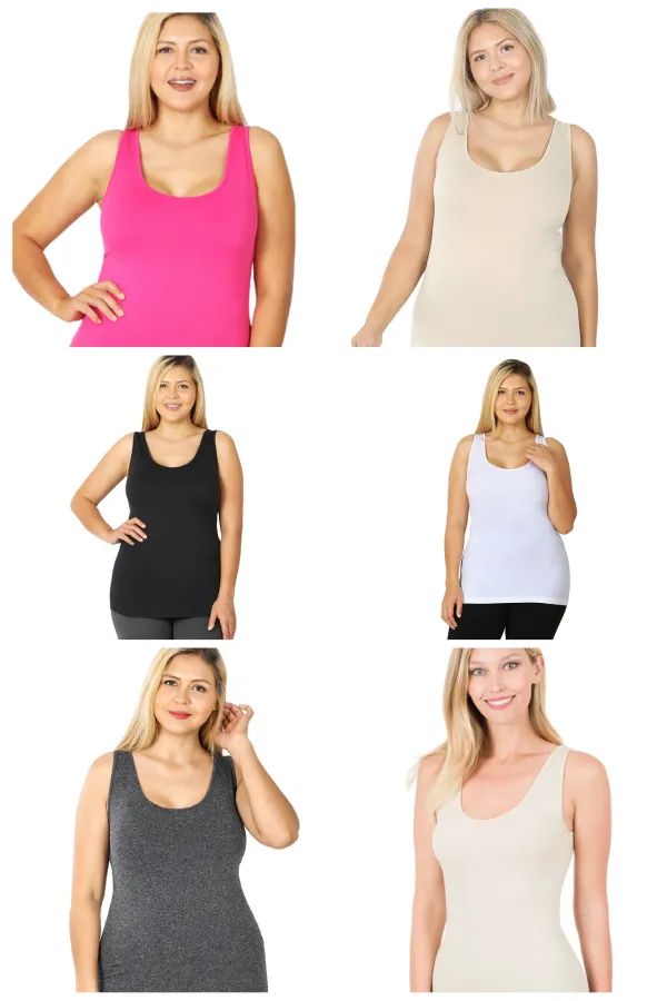 Beautifully Basic Scoop Neck Seamless Stretch Tank - Various Colors