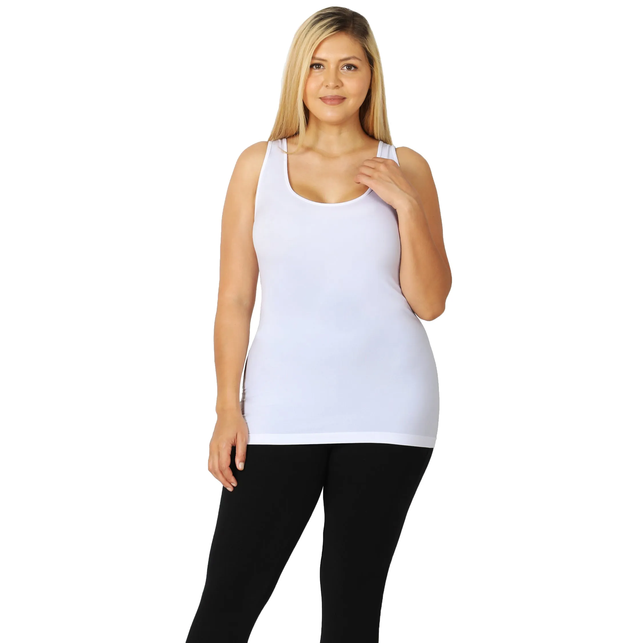 Beautifully Basic Scoop Neck Seamless Stretch Tank - Various Colors