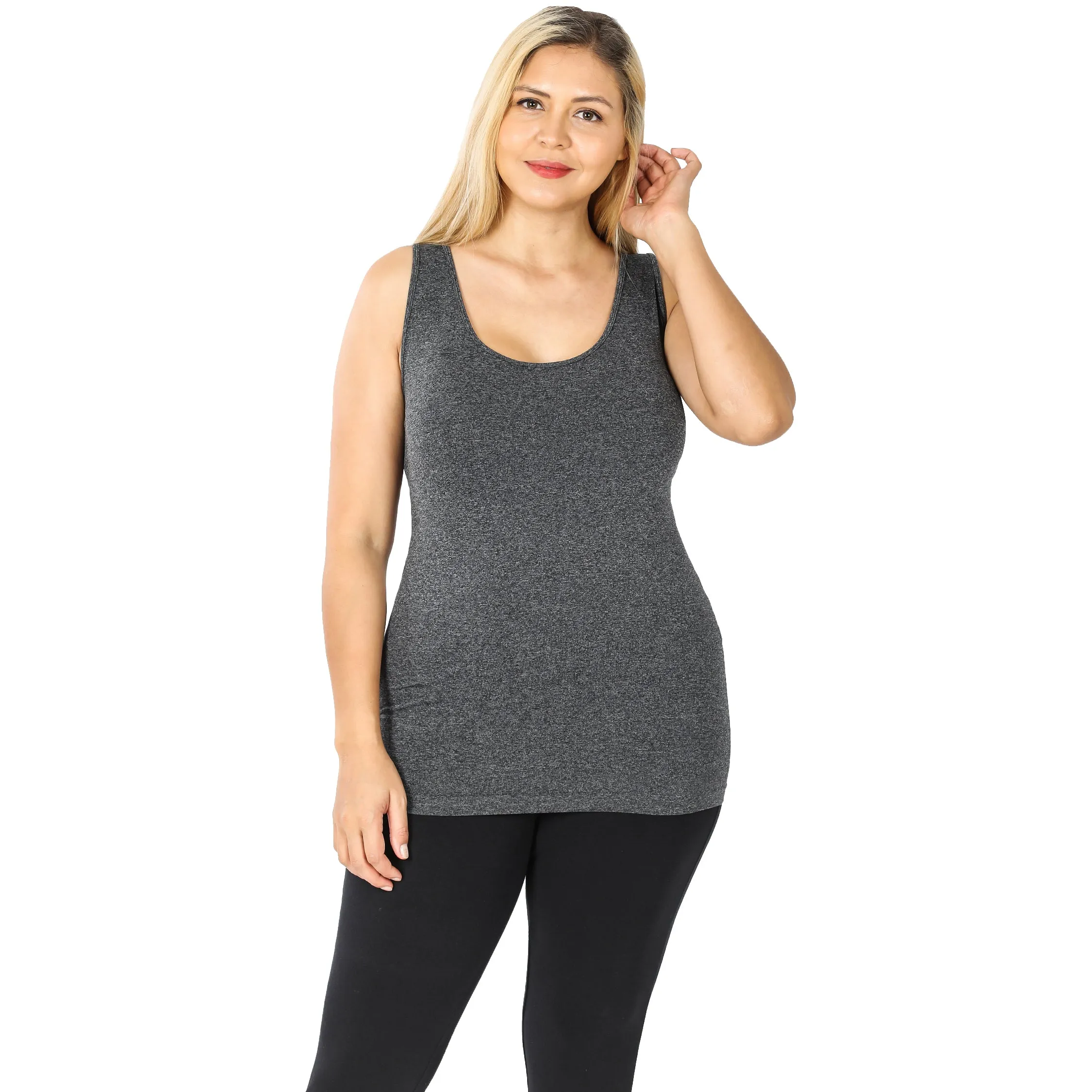 Beautifully Basic Scoop Neck Seamless Stretch Tank - Various Colors