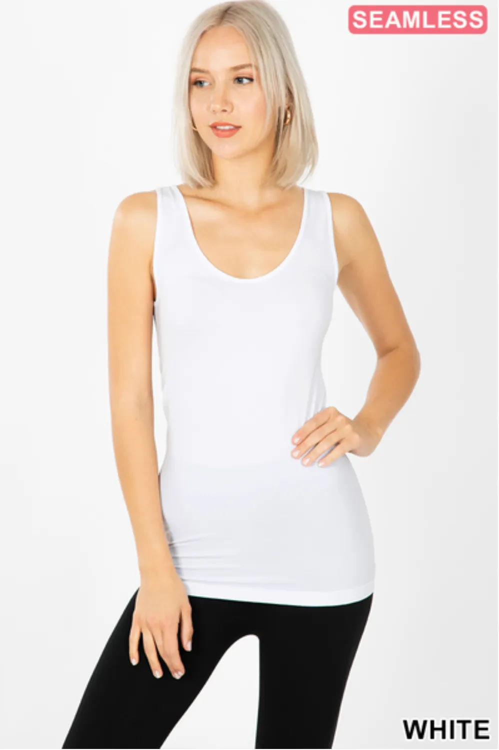 Beautifully Basic Scoop Neck Seamless Stretch Tank - Various Colors