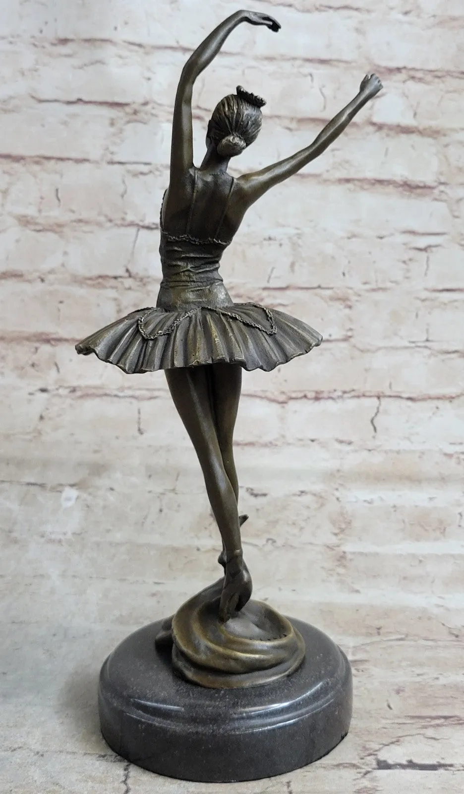 Bronze Ballerina Stretching Statue With Marble Base Art Nouveau Home Decor Deal