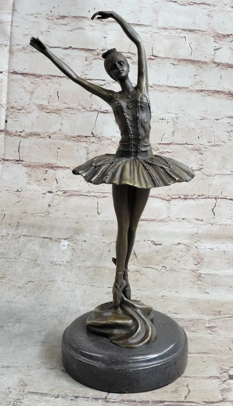 Bronze Ballerina Stretching Statue With Marble Base Art Nouveau Home Decor Deal