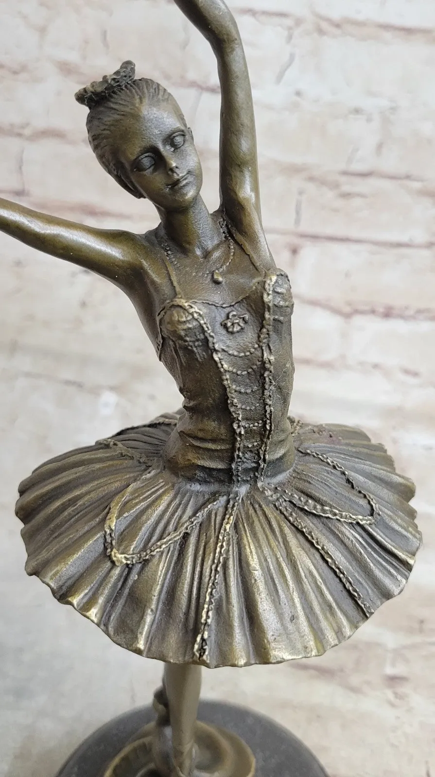 Bronze Ballerina Stretching Statue With Marble Base Art Nouveau Home Decor Deal