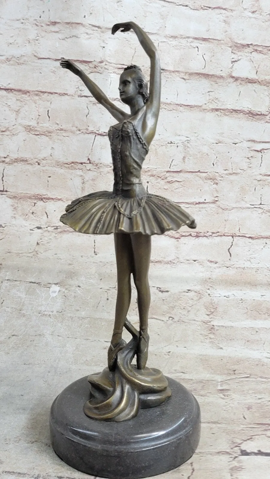 Bronze Ballerina Stretching Statue With Marble Base Art Nouveau Home Decor Deal