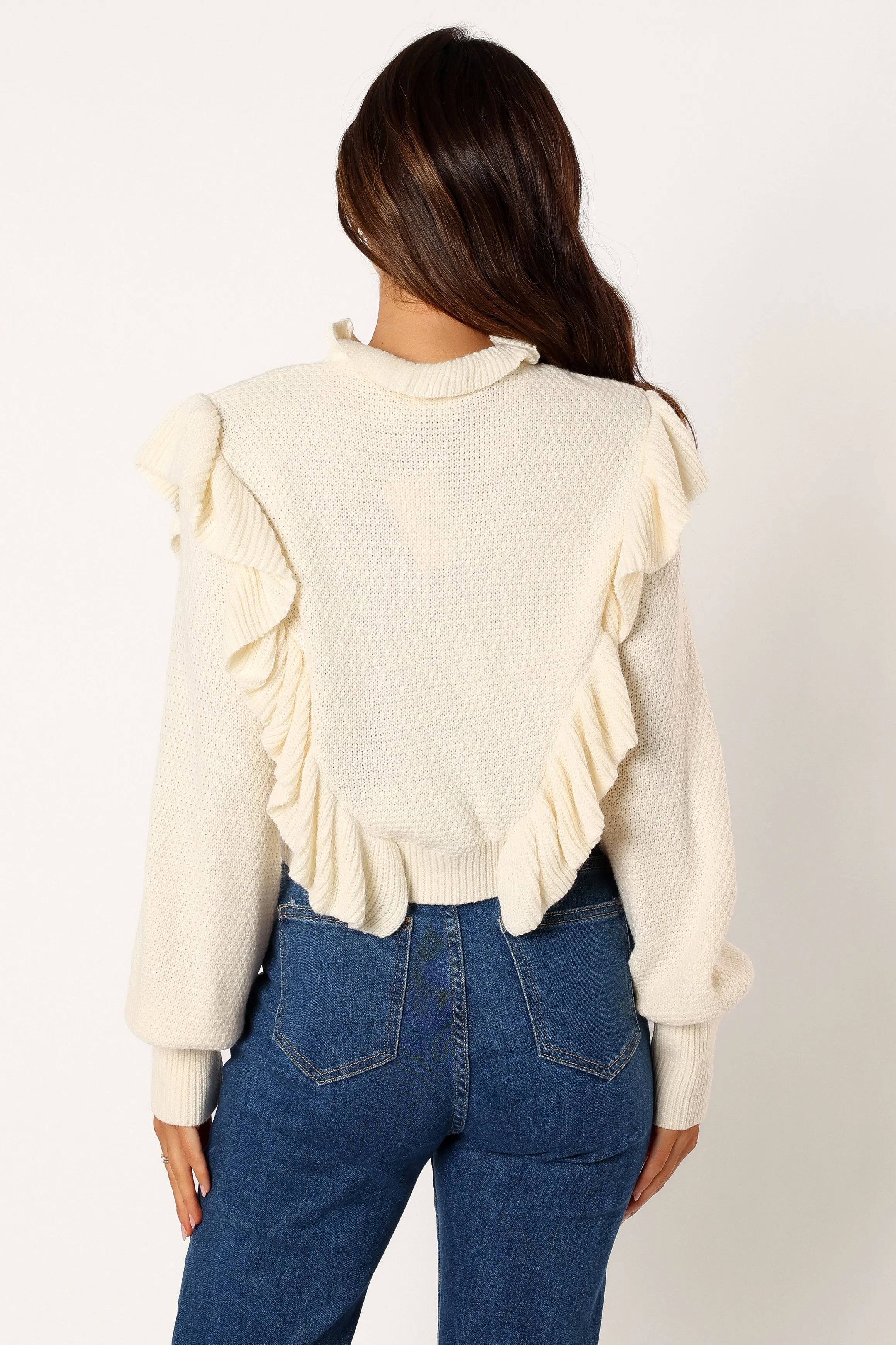 Charice Knit Long Sleeve Top - Cream