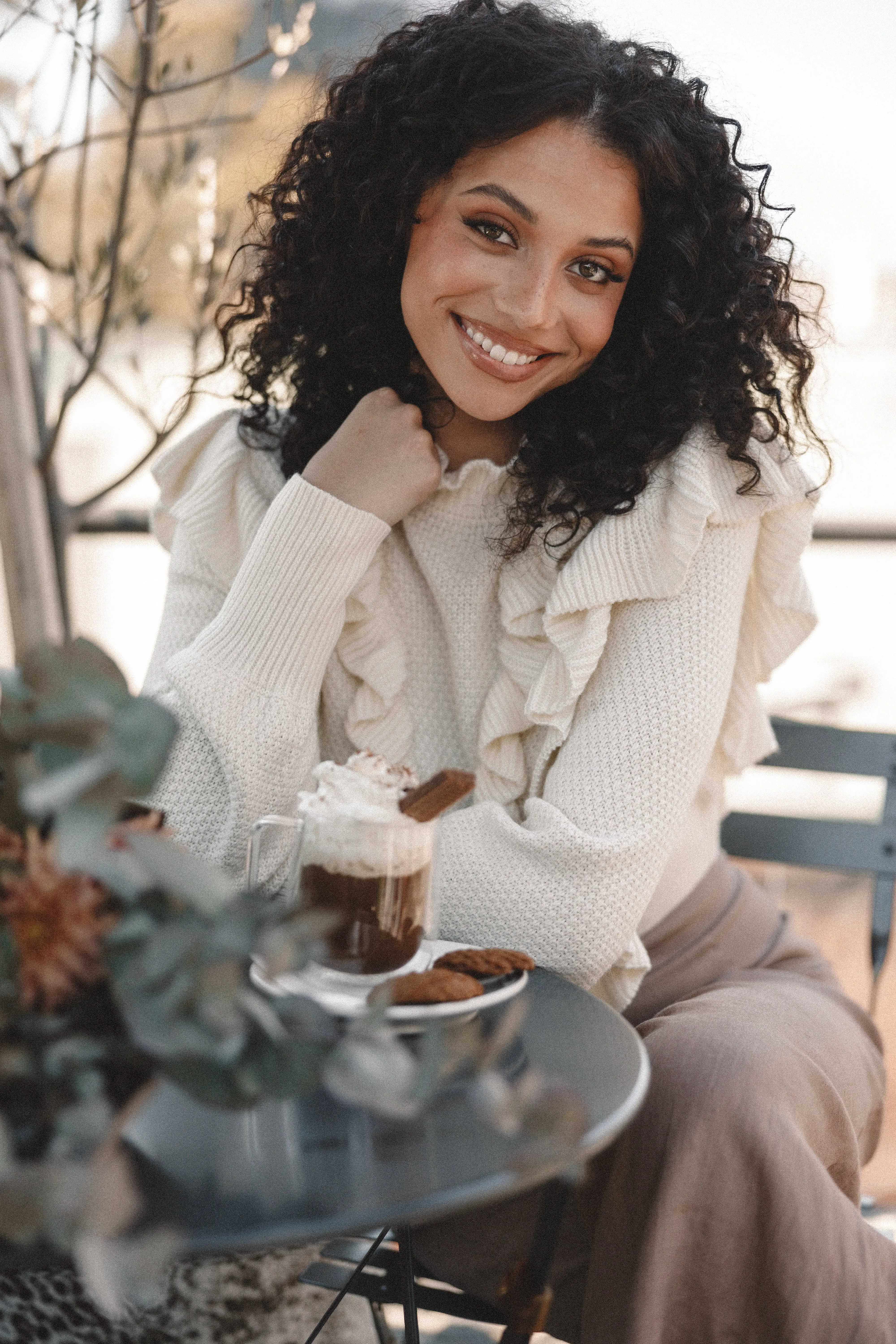 Charice Knit Long Sleeve Top - Cream