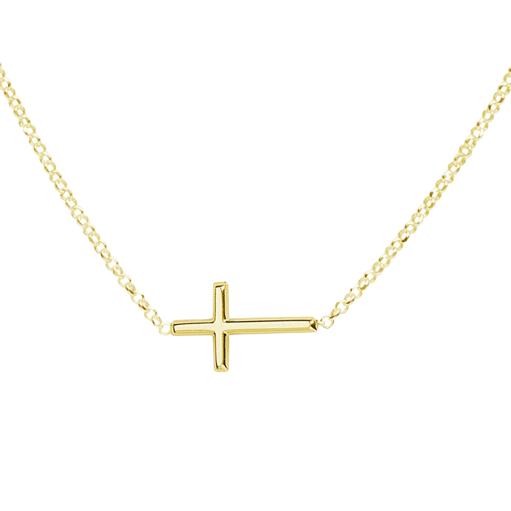 Cherished Moments 14K Gold-Plated Horizontal Cross Necklace