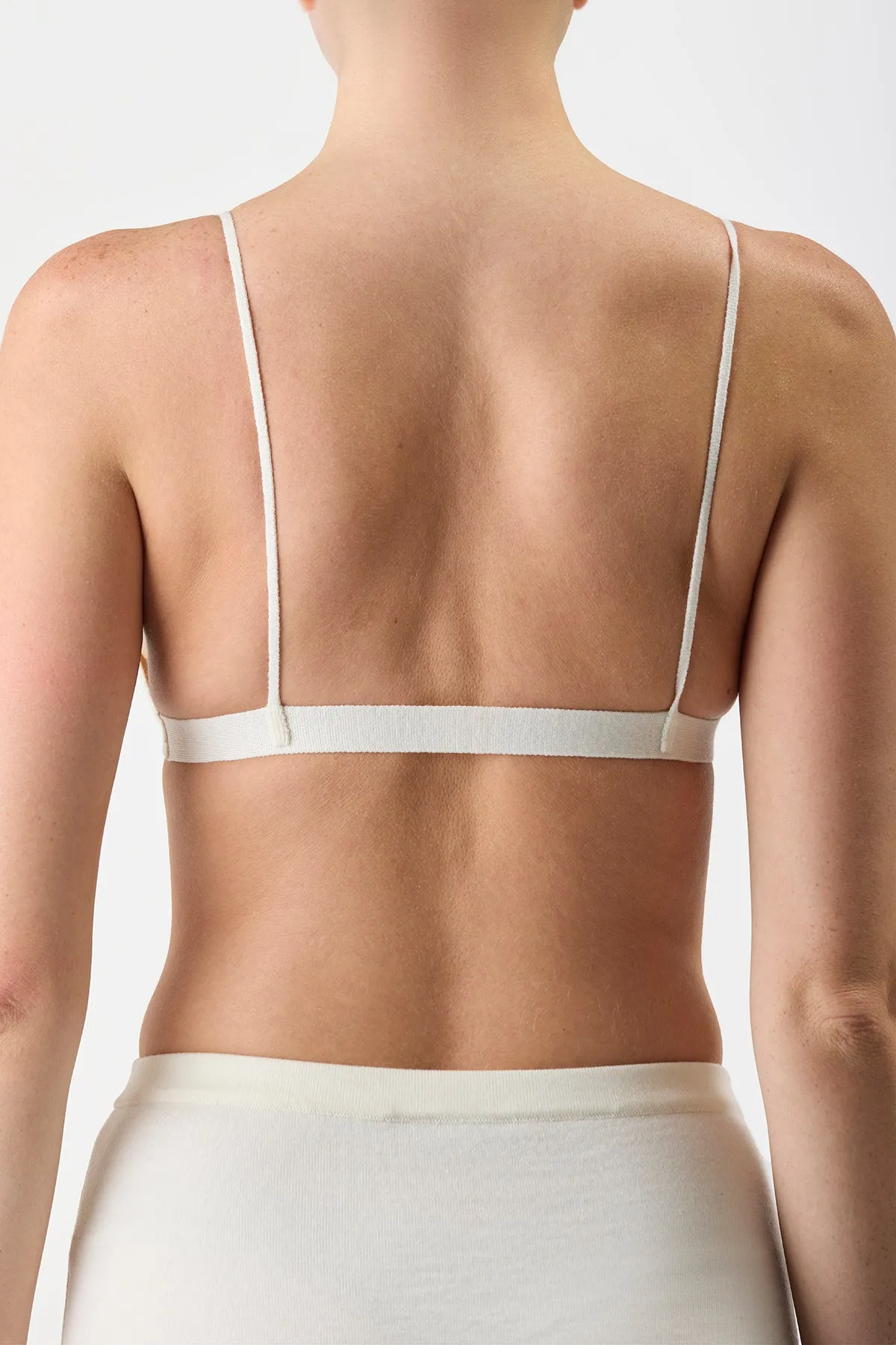 Chevier Knit Bra in Ivory Merino Wool