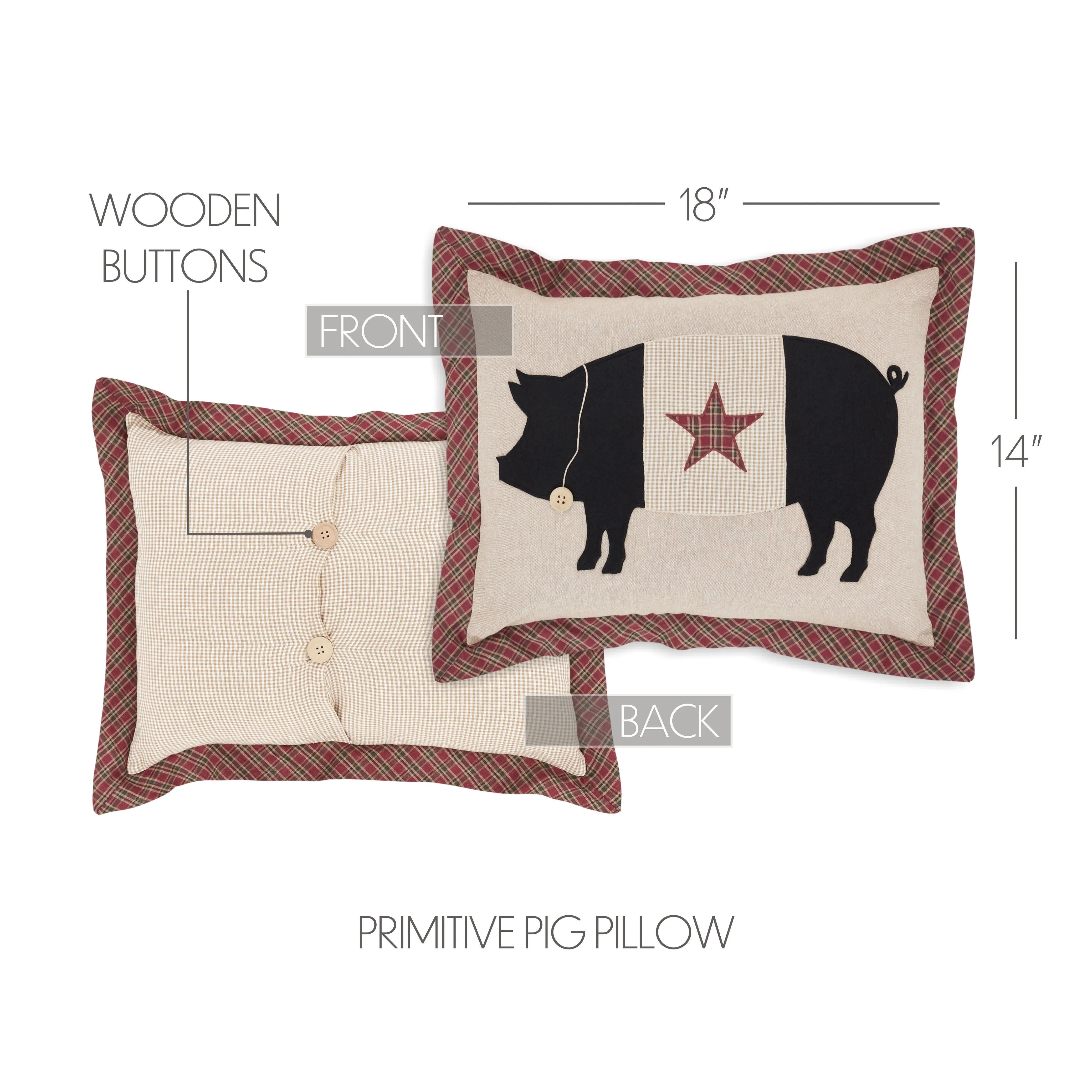 Cider Mill Primitive Pig Pillow 14x18