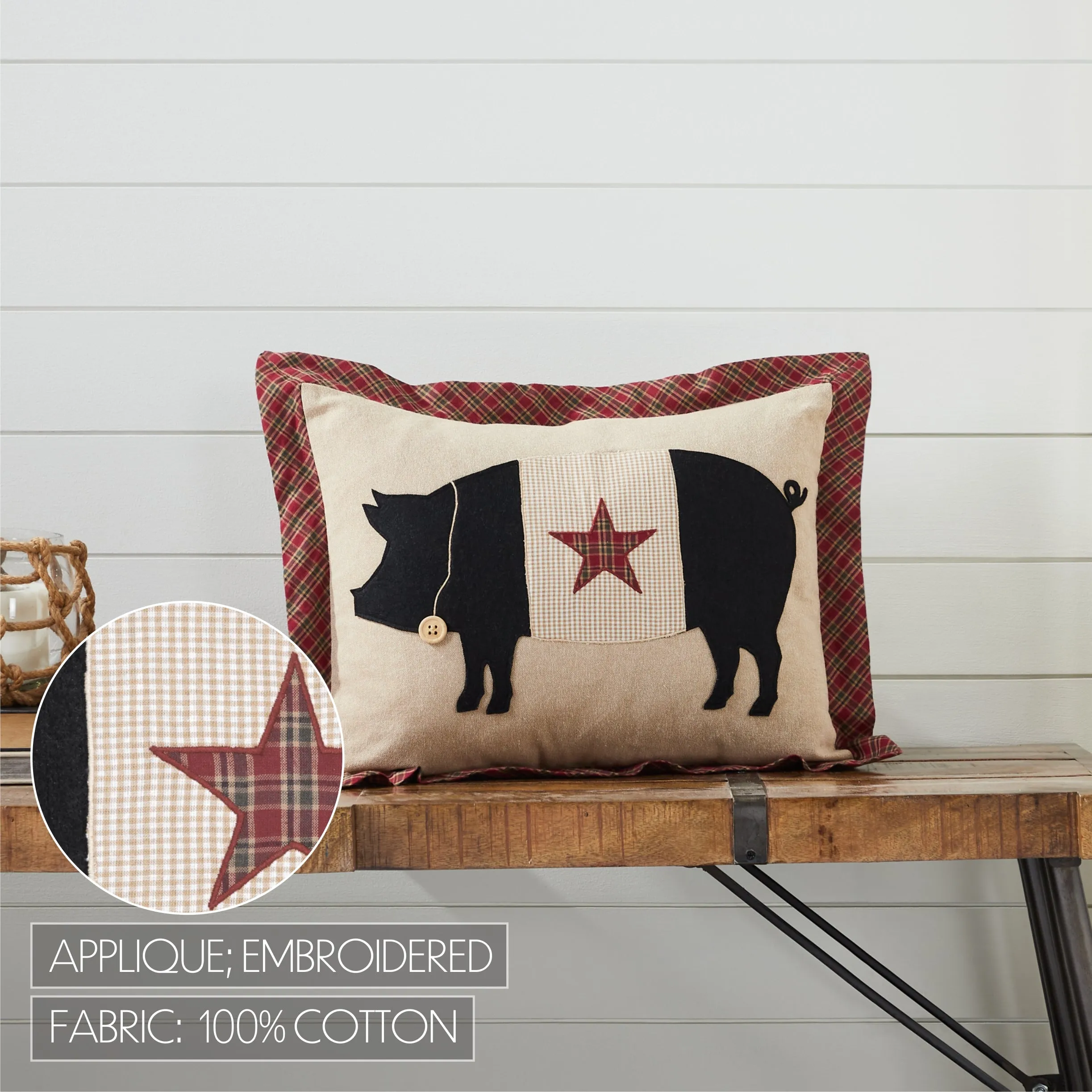 Cider Mill Primitive Pig Pillow 14x18