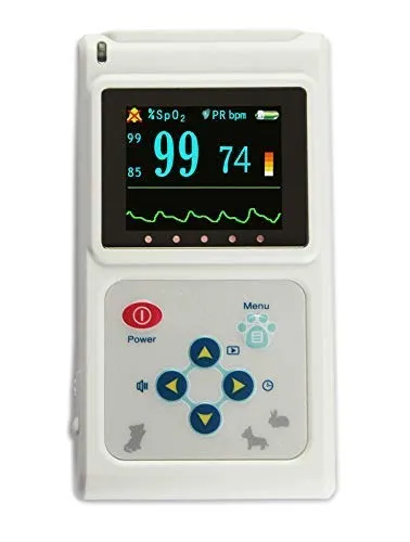 CONTEC Veterinary Handheld CMS60D-Vet Pulse Tester Pulse Oxygen Saturation and Pulse Rate Tongue Probe Pets/Animals/cat/Dog with PC Software