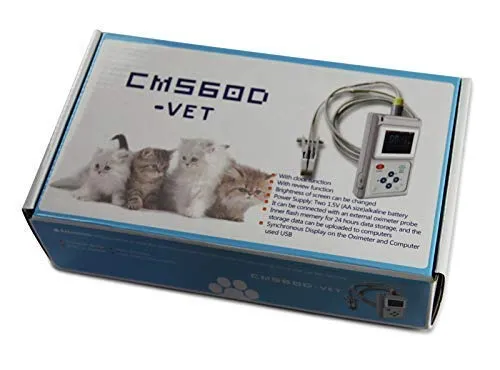 CONTEC Veterinary Handheld CMS60D-Vet Pulse Tester Pulse Oxygen Saturation and Pulse Rate Tongue Probe Pets/Animals/cat/Dog with PC Software