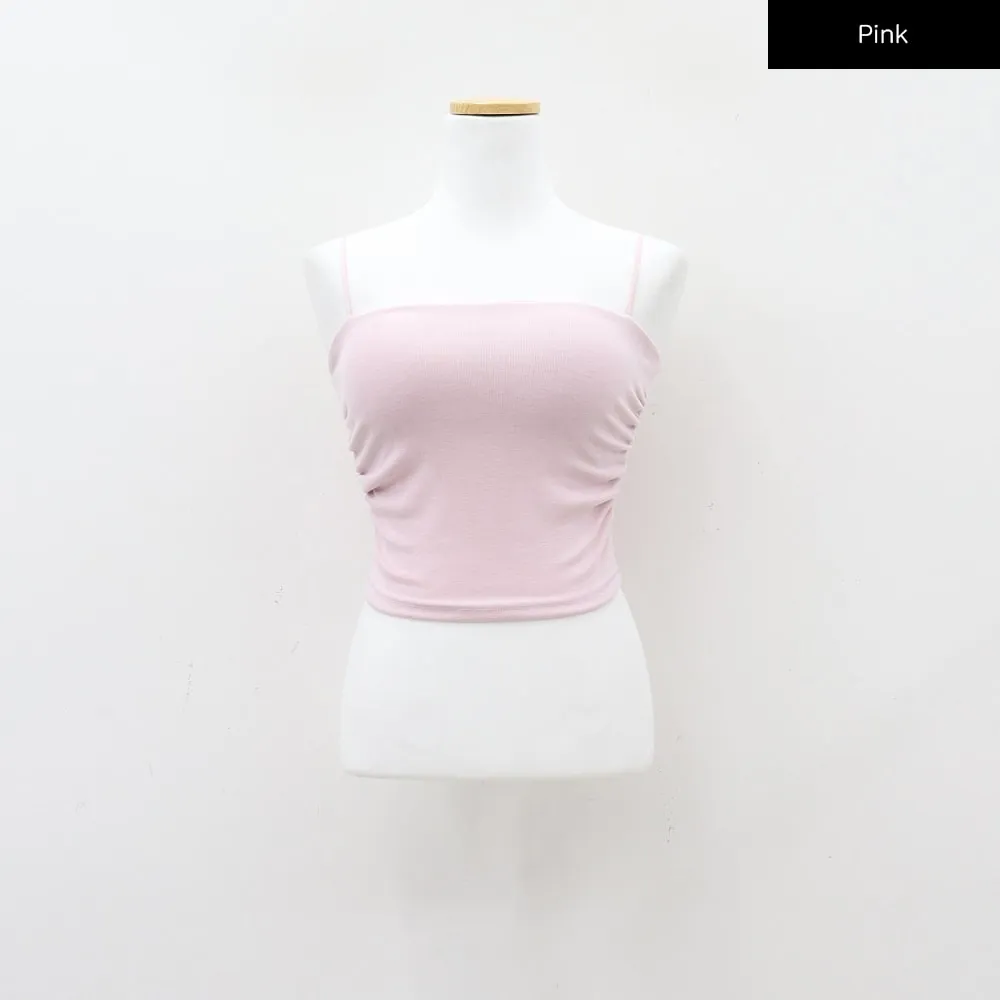 Cropped Cami with Side Shirring and Bra Cap Attached CM23