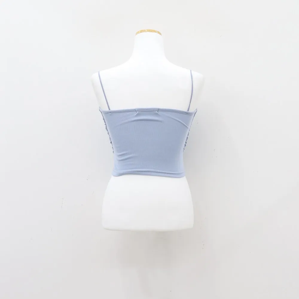 Cropped Cami with Side Shirring and Bra Cap Attached CM23