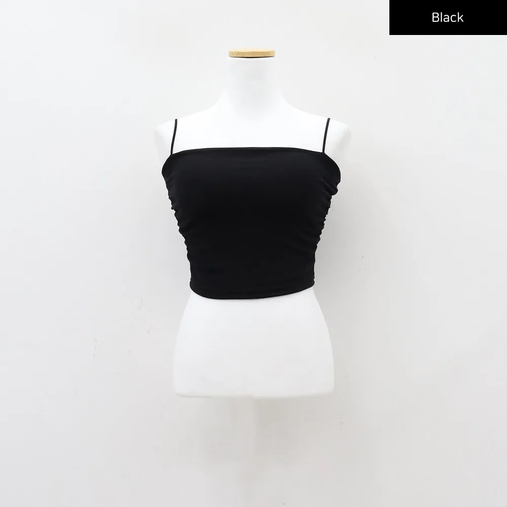 Cropped Cami with Side Shirring and Bra Cap Attached CM23