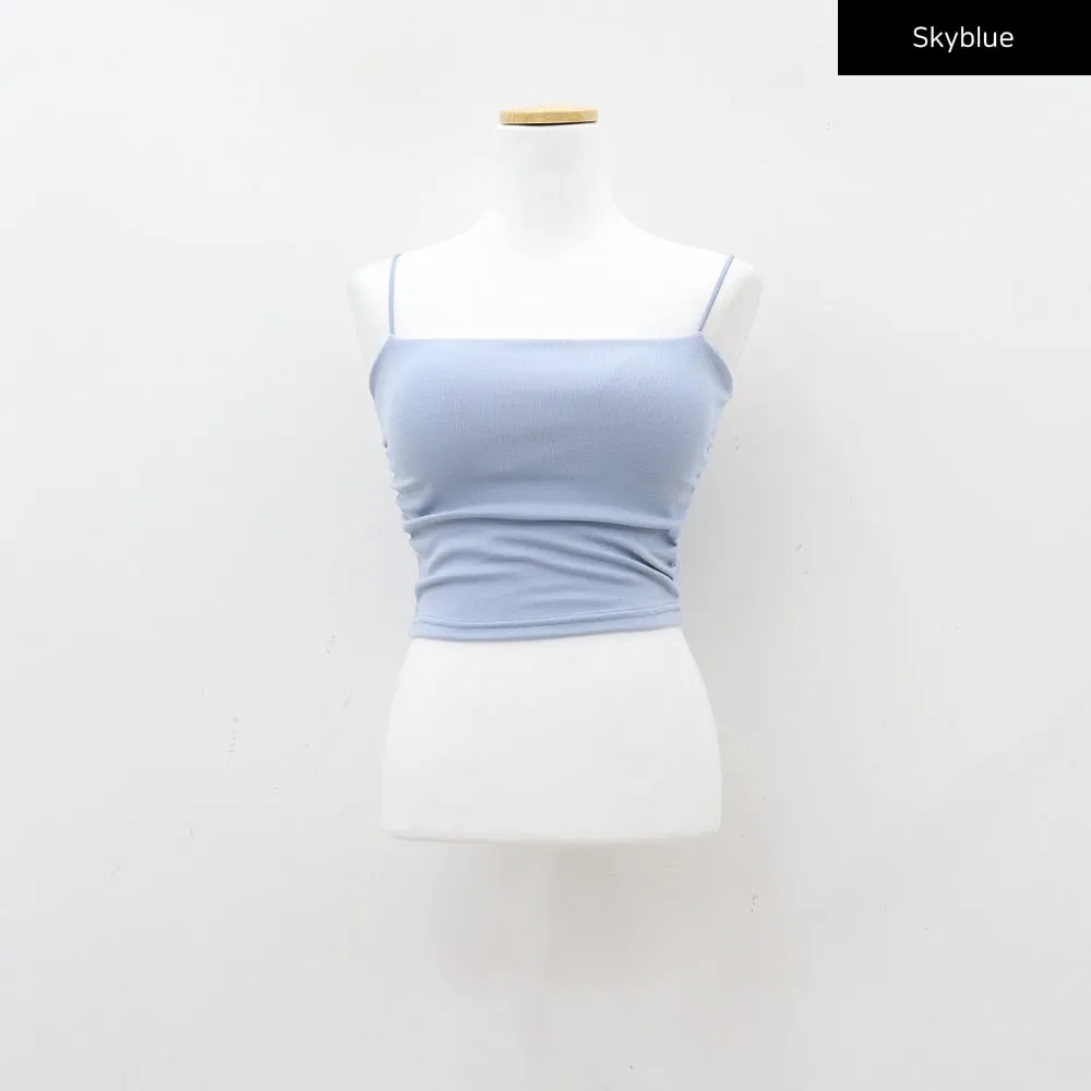 Cropped Cami with Side Shirring and Bra Cap Attached CM23