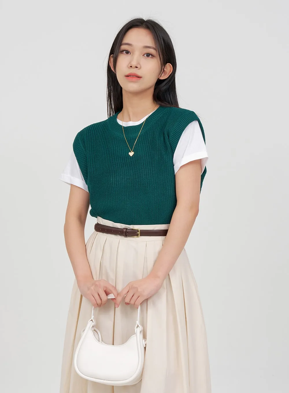 Daily Round Neck Knit Vest OA15