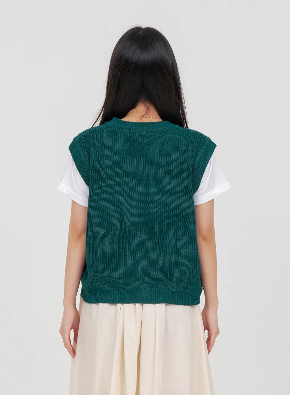 Daily Round Neck Knit Vest OA15