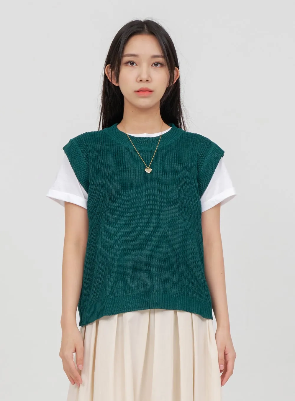 Daily Round Neck Knit Vest OA15