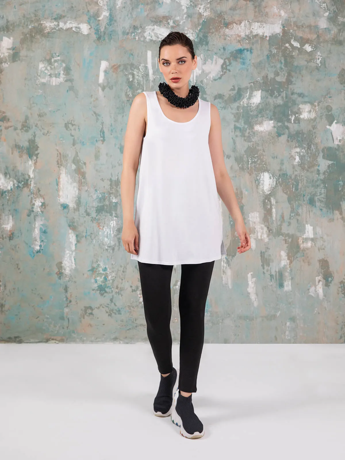 Dakota Tank Tunic, White Tencel