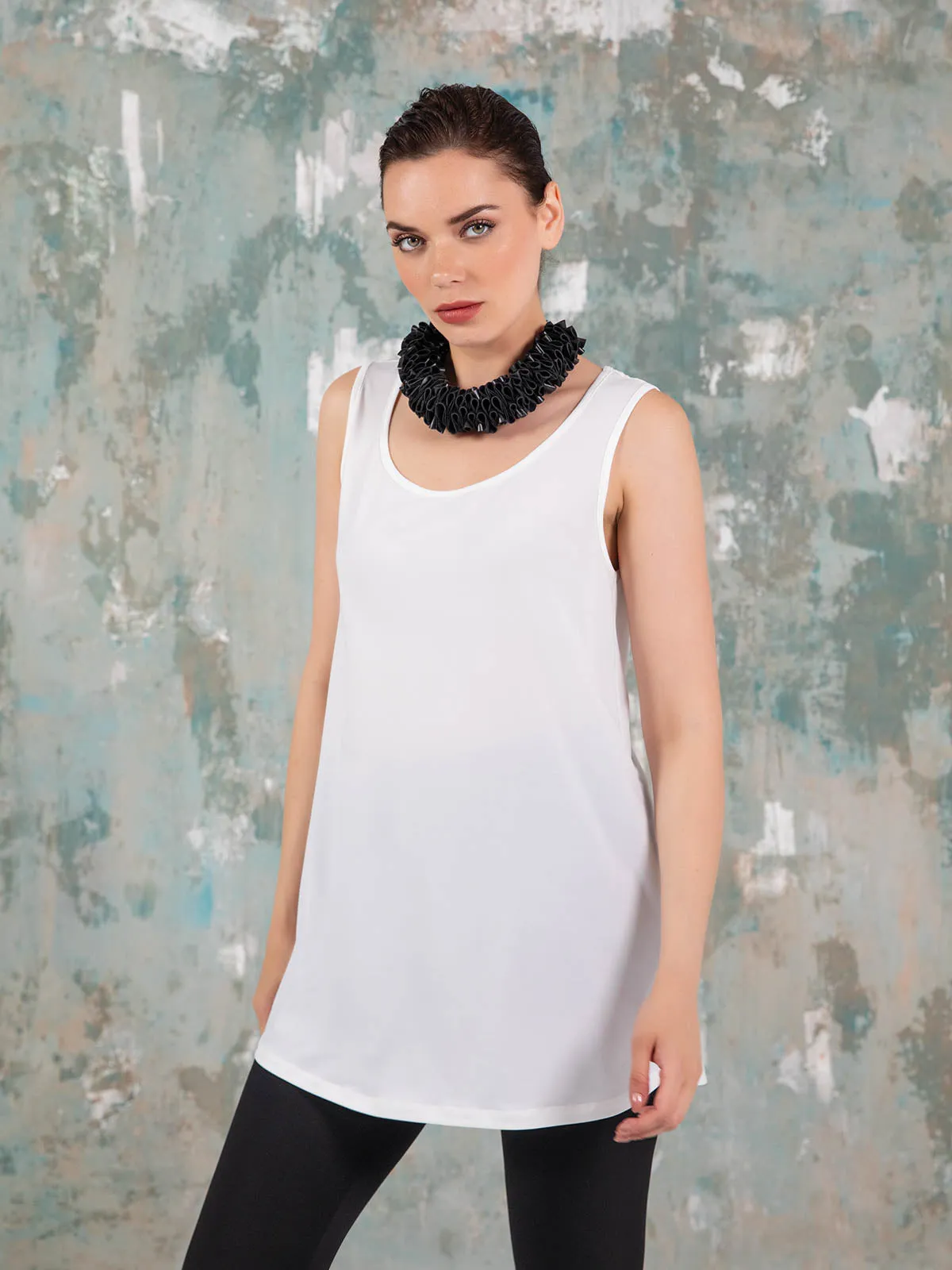 Dakota Tank Tunic, White Tencel