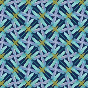 Dance of The Dragonfly Navy/Periwinkle Pinwheel Geo Metallic