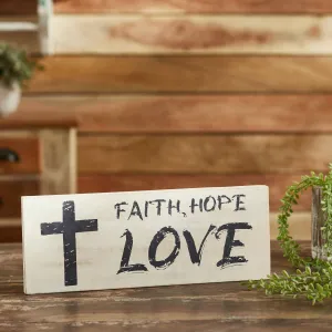 Faith Hope Love Wooden Sign 5.5x14.5