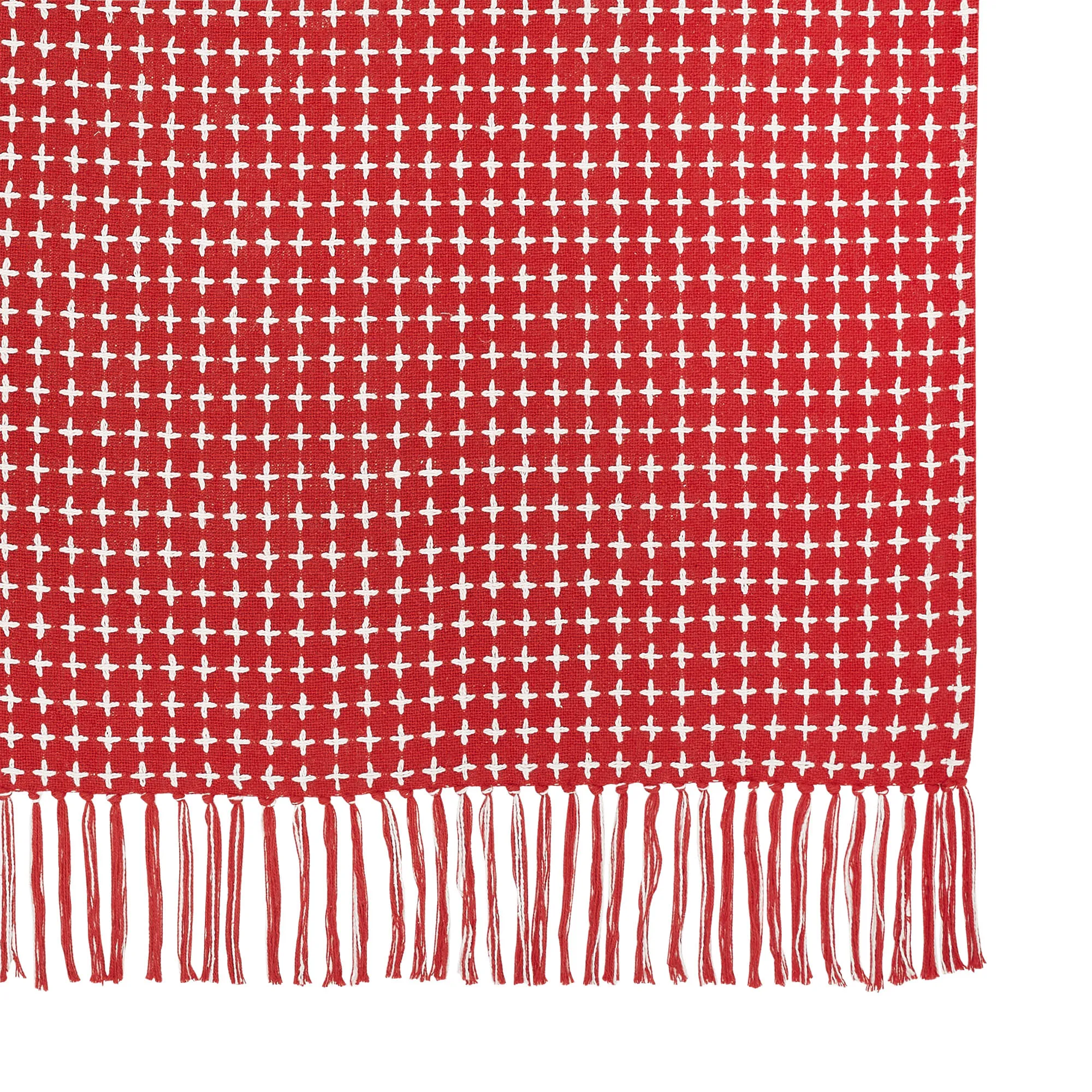 Gallen Red White Woven Throw 50x60