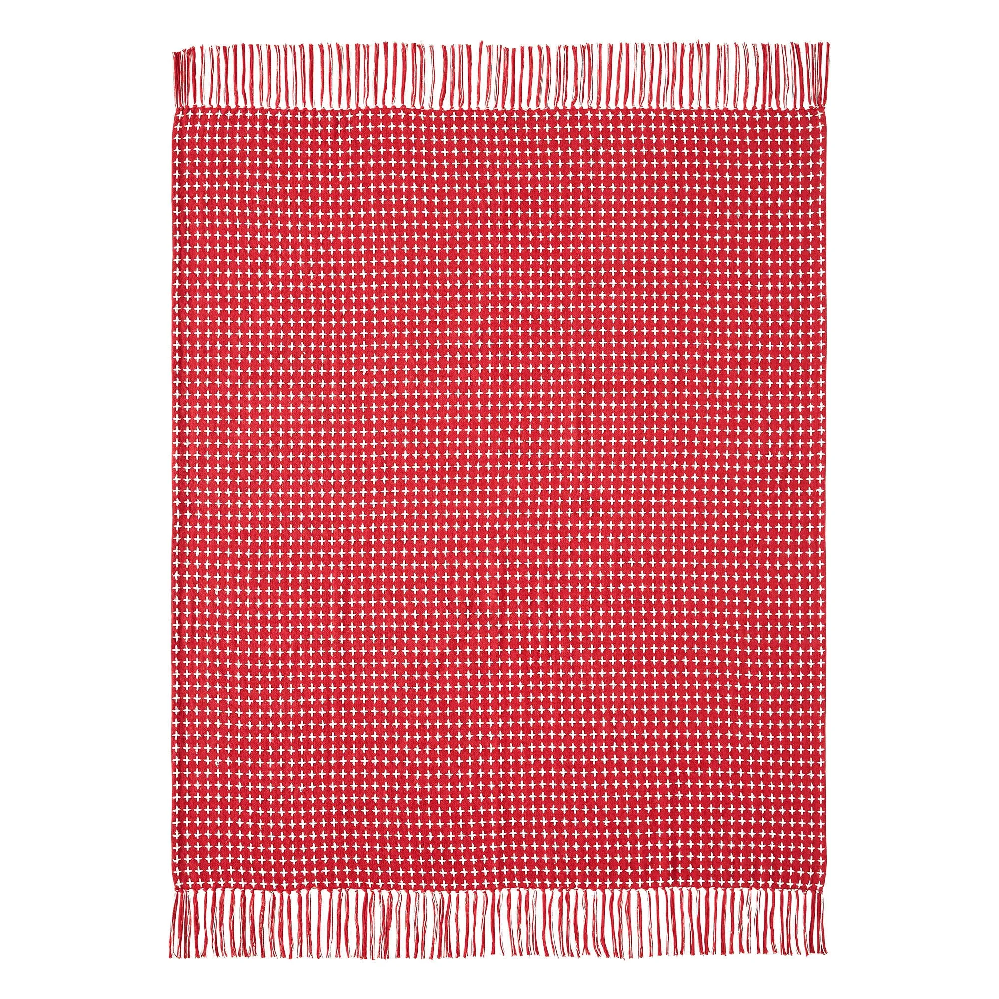 Gallen Red White Woven Throw 50x60