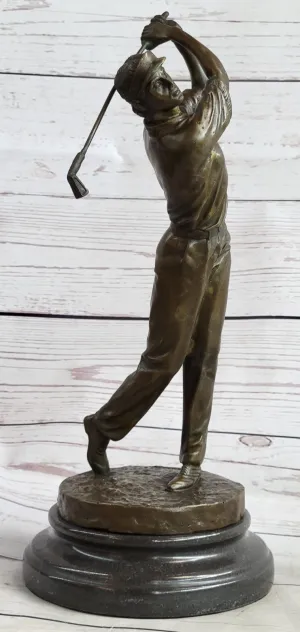 Genuine Solid Bronze Sculpture Statue Golfer Golf Male Golfing Trophy Deal