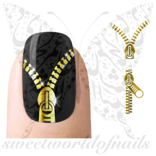 Gold Zipper Nail Art Nail Water Decals Water Slides