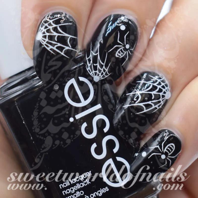 Halloween Nail Art White Spiders Spider Web Nail Water Decals