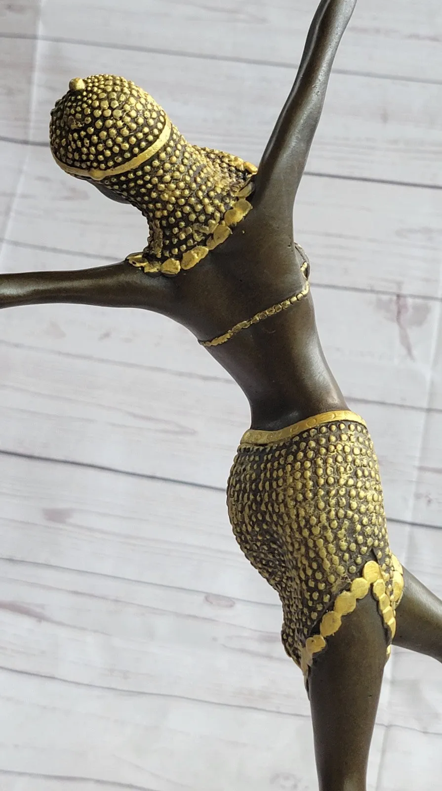 Handcrafted bronze sculpture SALE Art Satue Dancer Exotic Chiparus Patina Gold