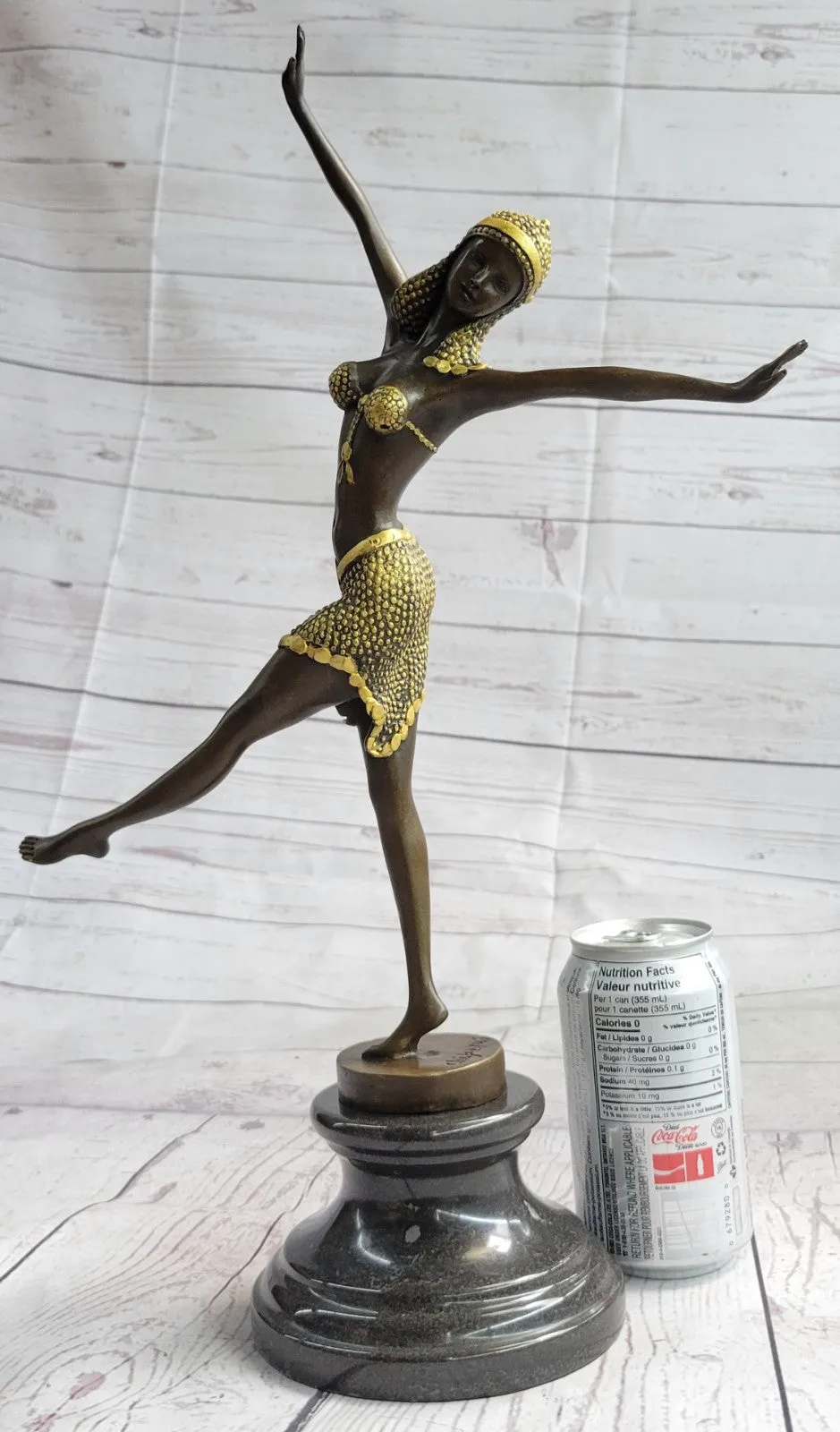 Handcrafted bronze sculpture SALE Art Satue Dancer Exotic Chiparus Patina Gold