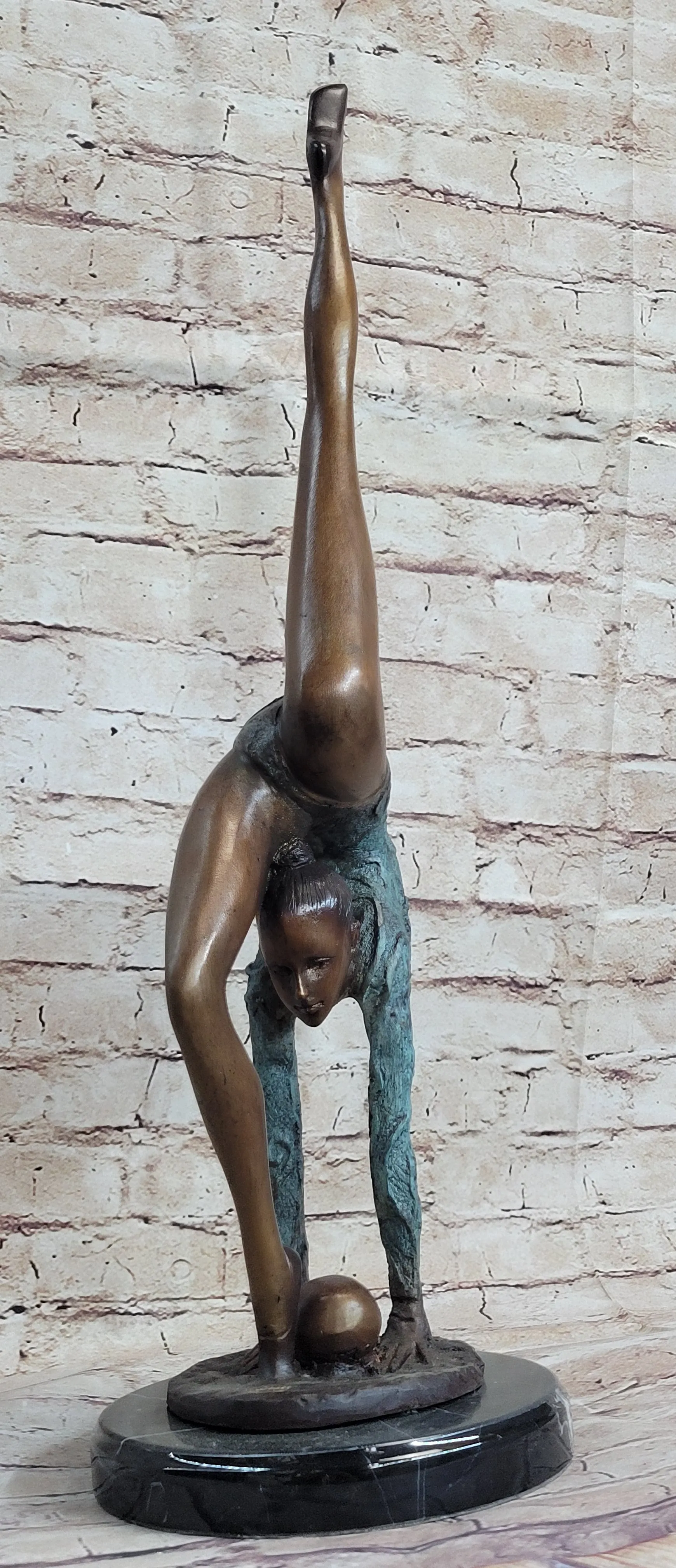 Handcrafted bronze sculpture *SALE* Limited Edition Floor Kid Gymnast On Marble