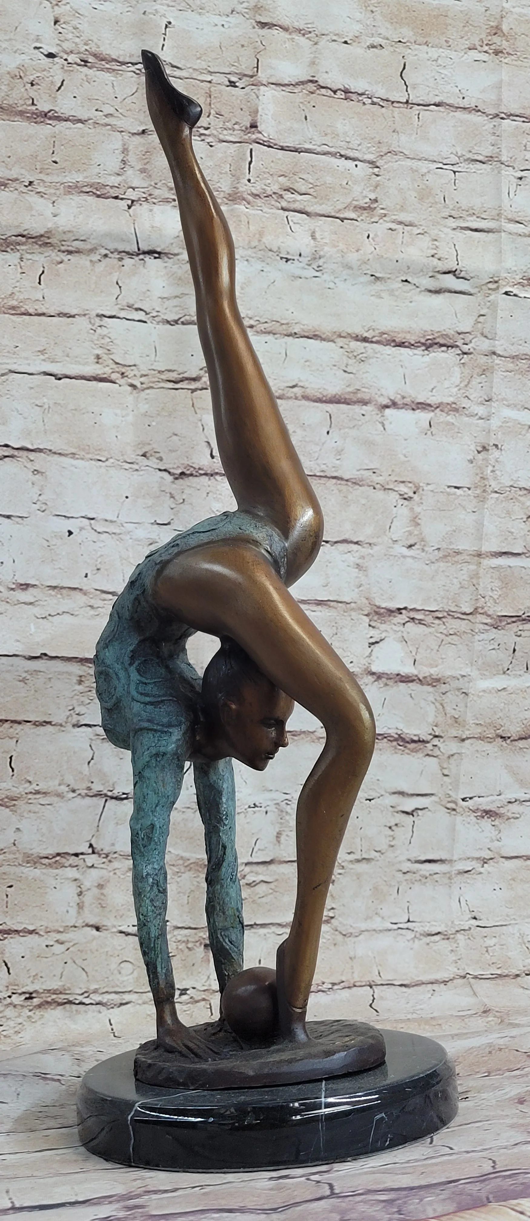 Handcrafted bronze sculpture *SALE* Limited Edition Floor Kid Gymnast On Marble