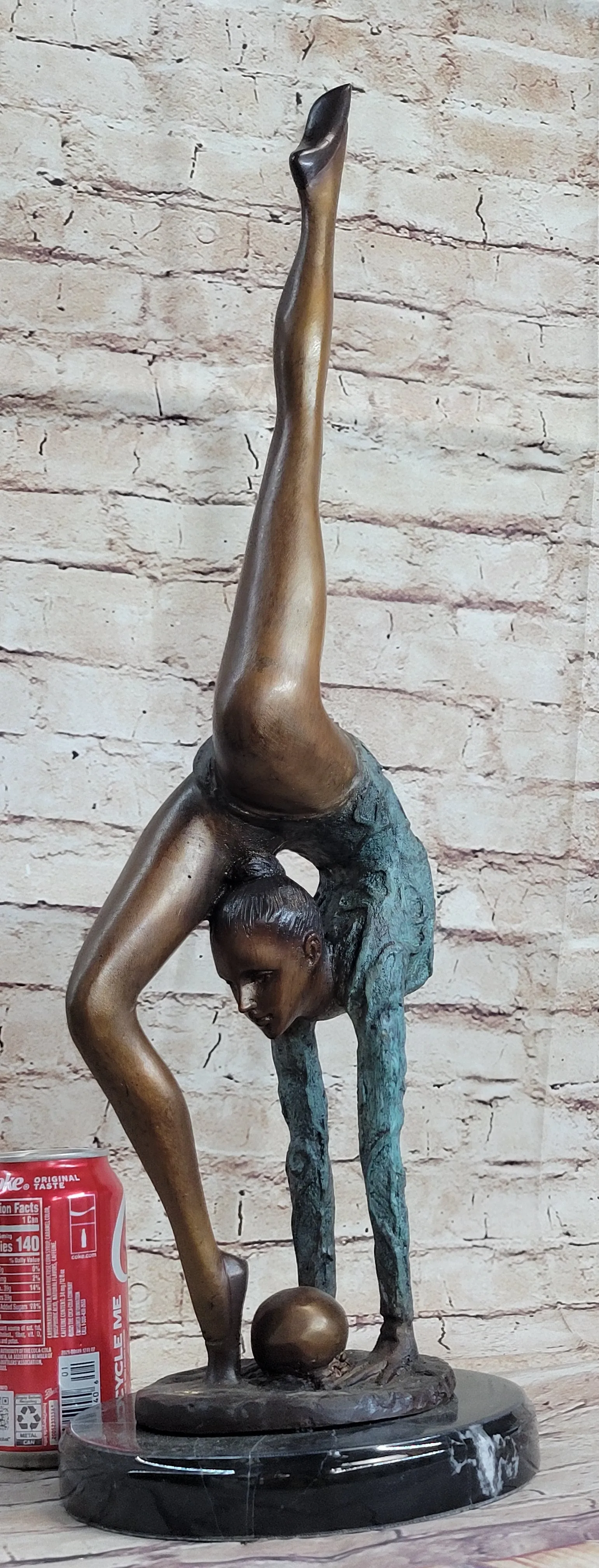 Handcrafted bronze sculpture *SALE* Limited Edition Floor Kid Gymnast On Marble