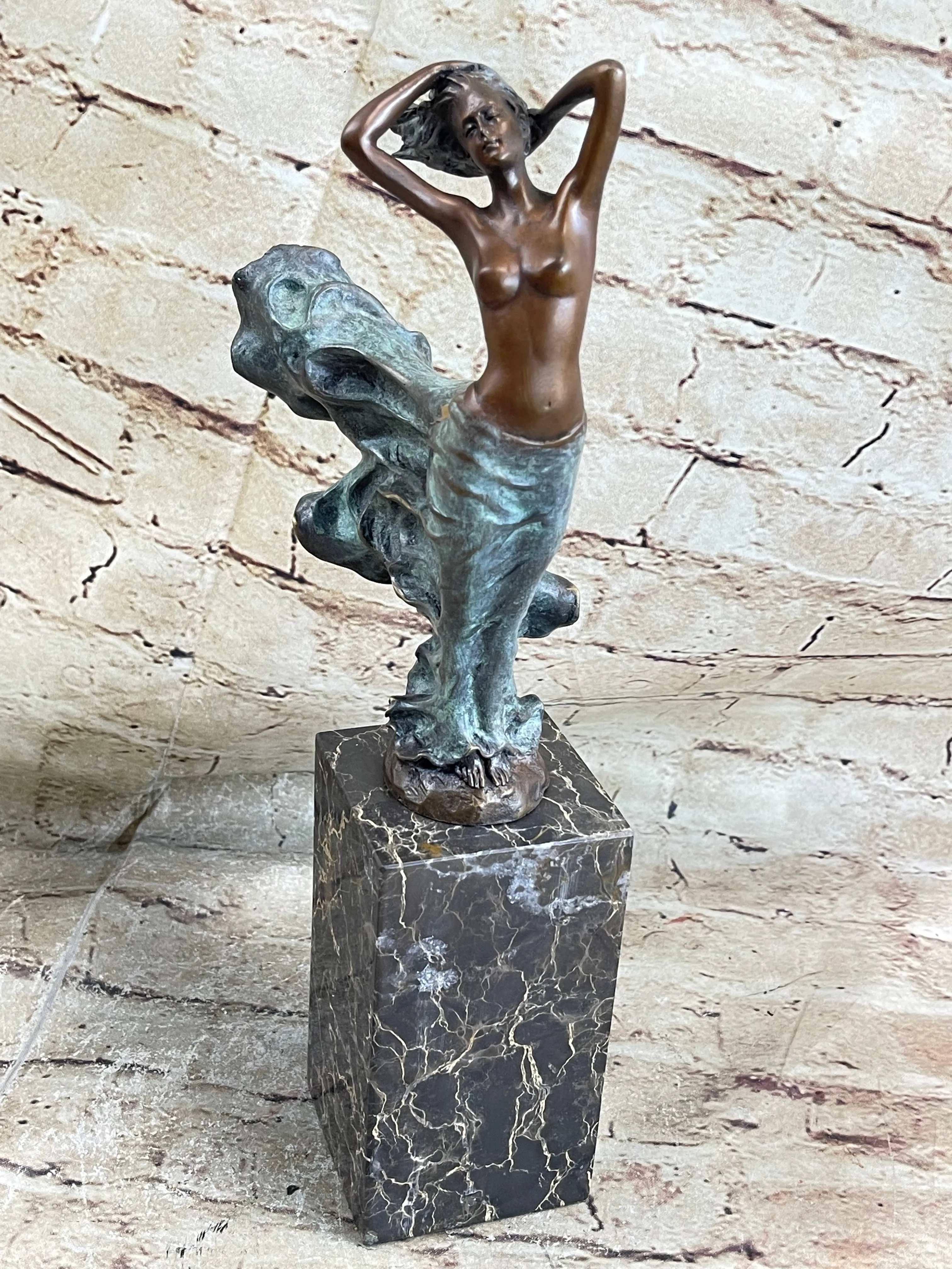 Handcrafted Milo Nude Female Figurine Bronze Sculpture Marble Base Figurine