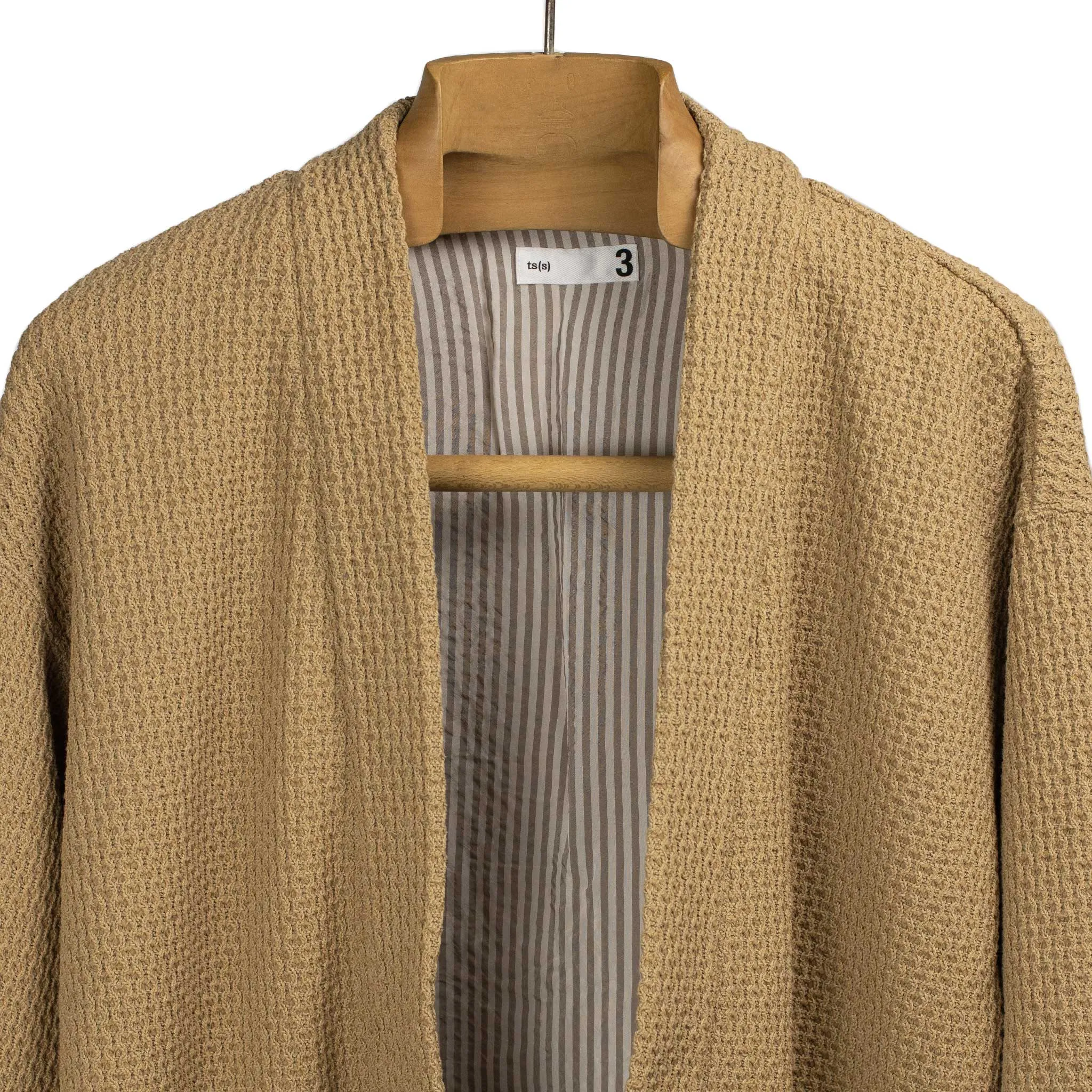 Lined easy cardigan in beige cotton poly knit