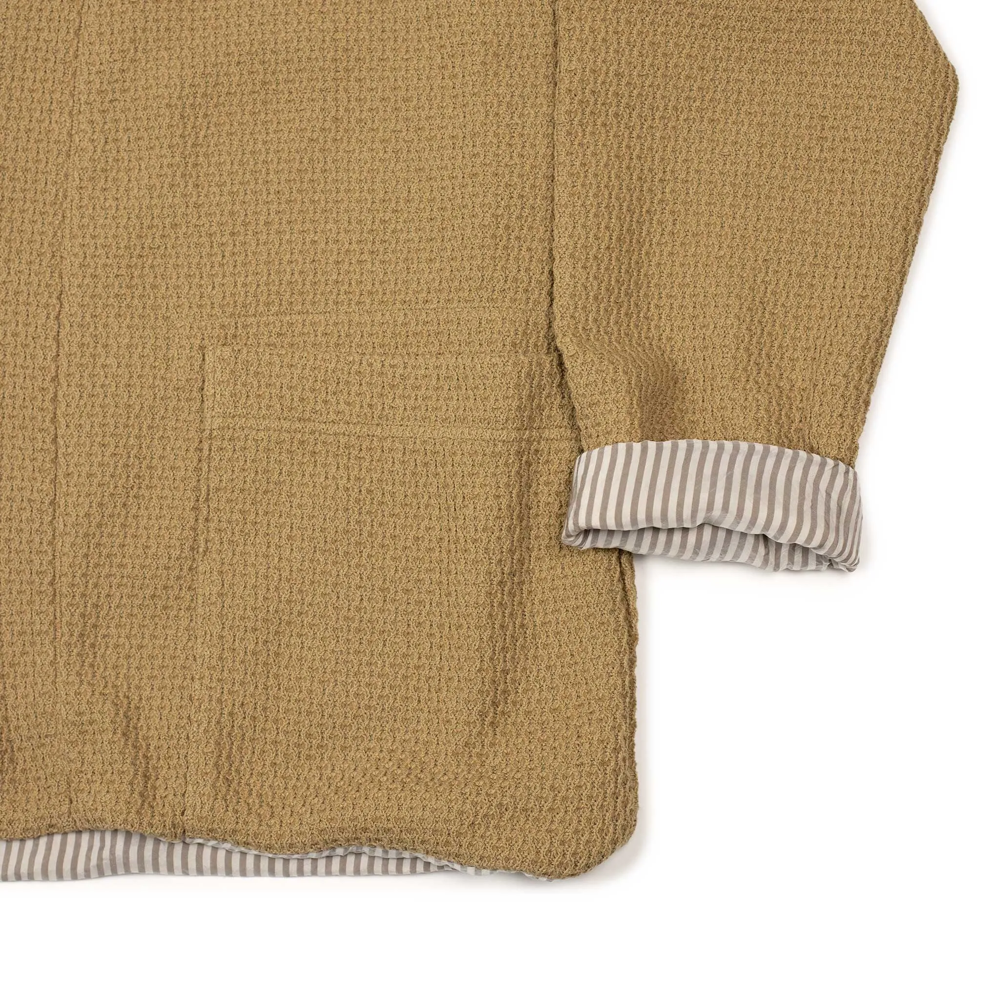 Lined easy cardigan in beige cotton poly knit