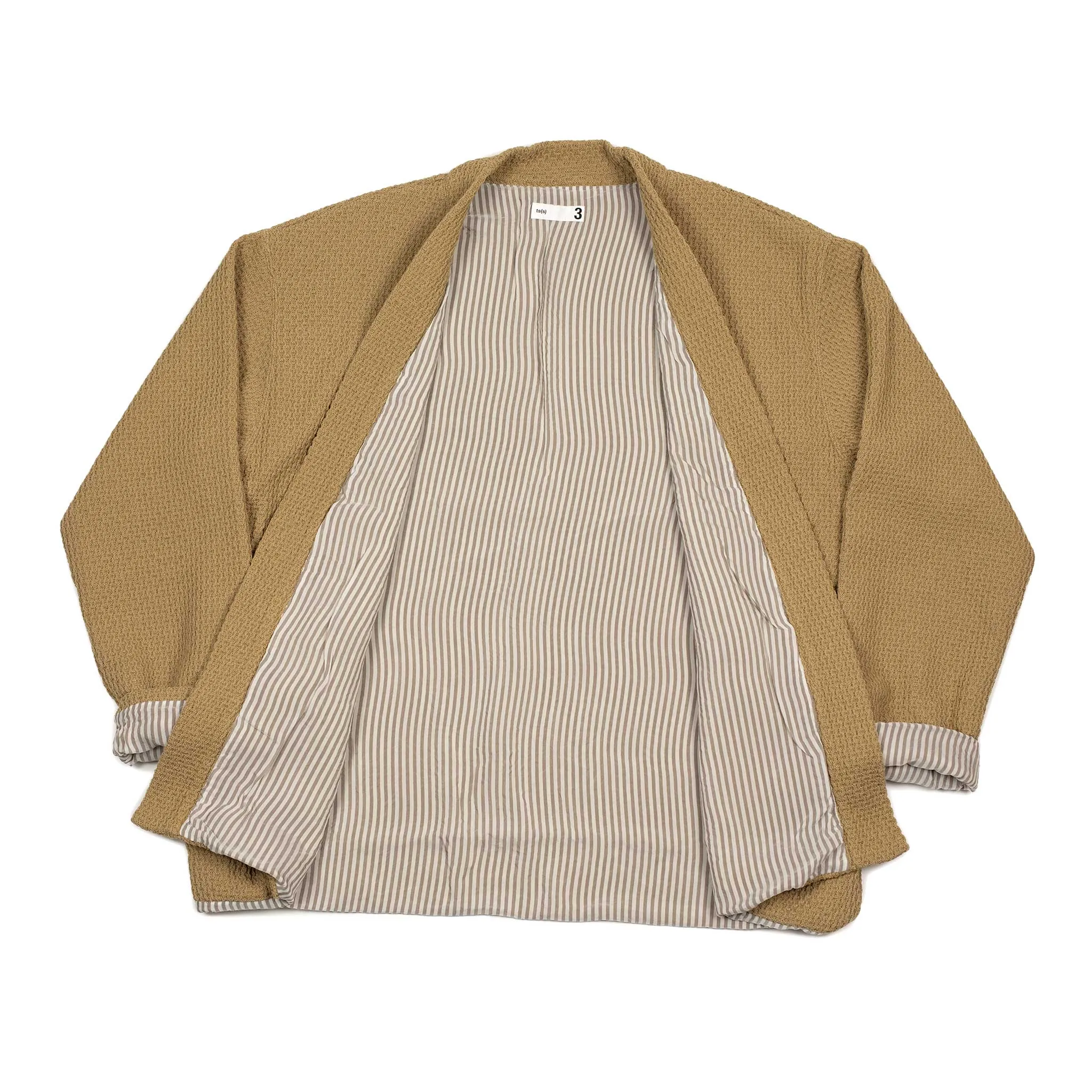 Lined easy cardigan in beige cotton poly knit