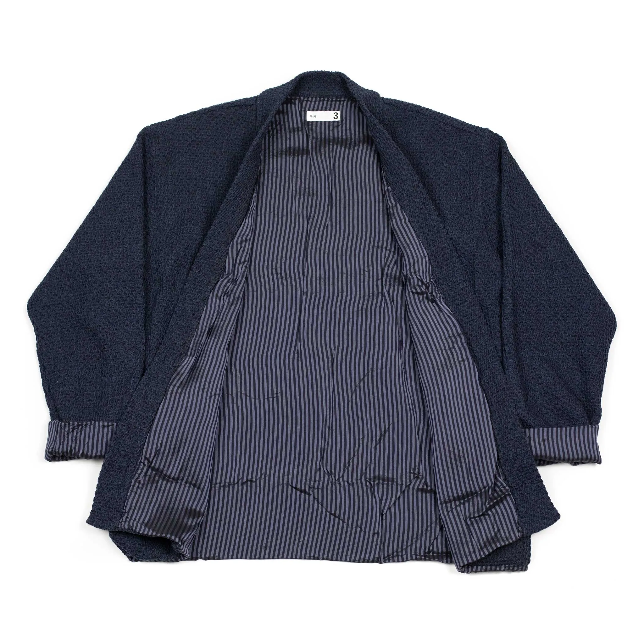 Lined easy cardigan in navy cotton poly knit