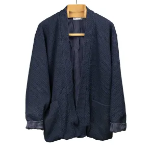 Lined easy cardigan in navy cotton poly knit