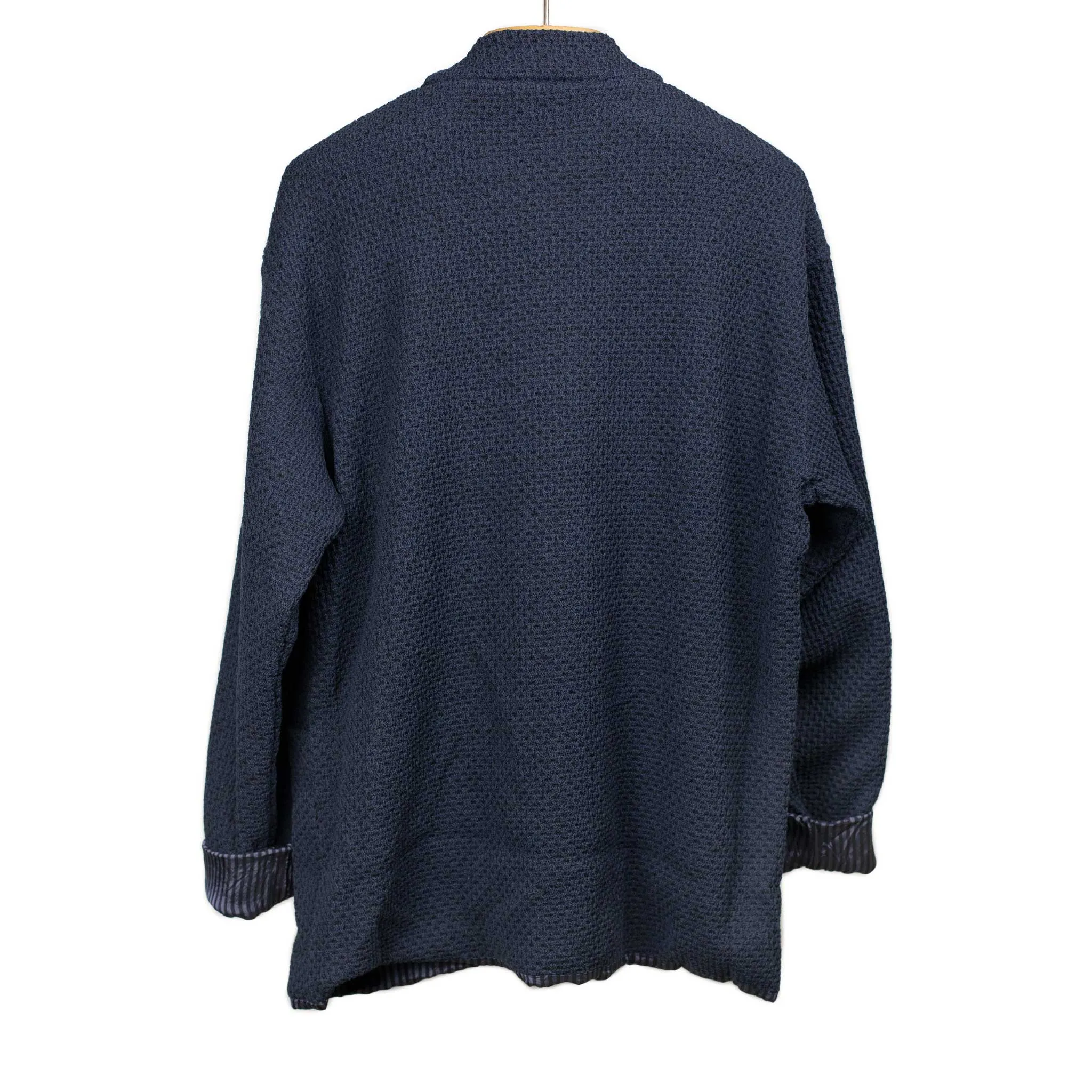 Lined easy cardigan in navy cotton poly knit