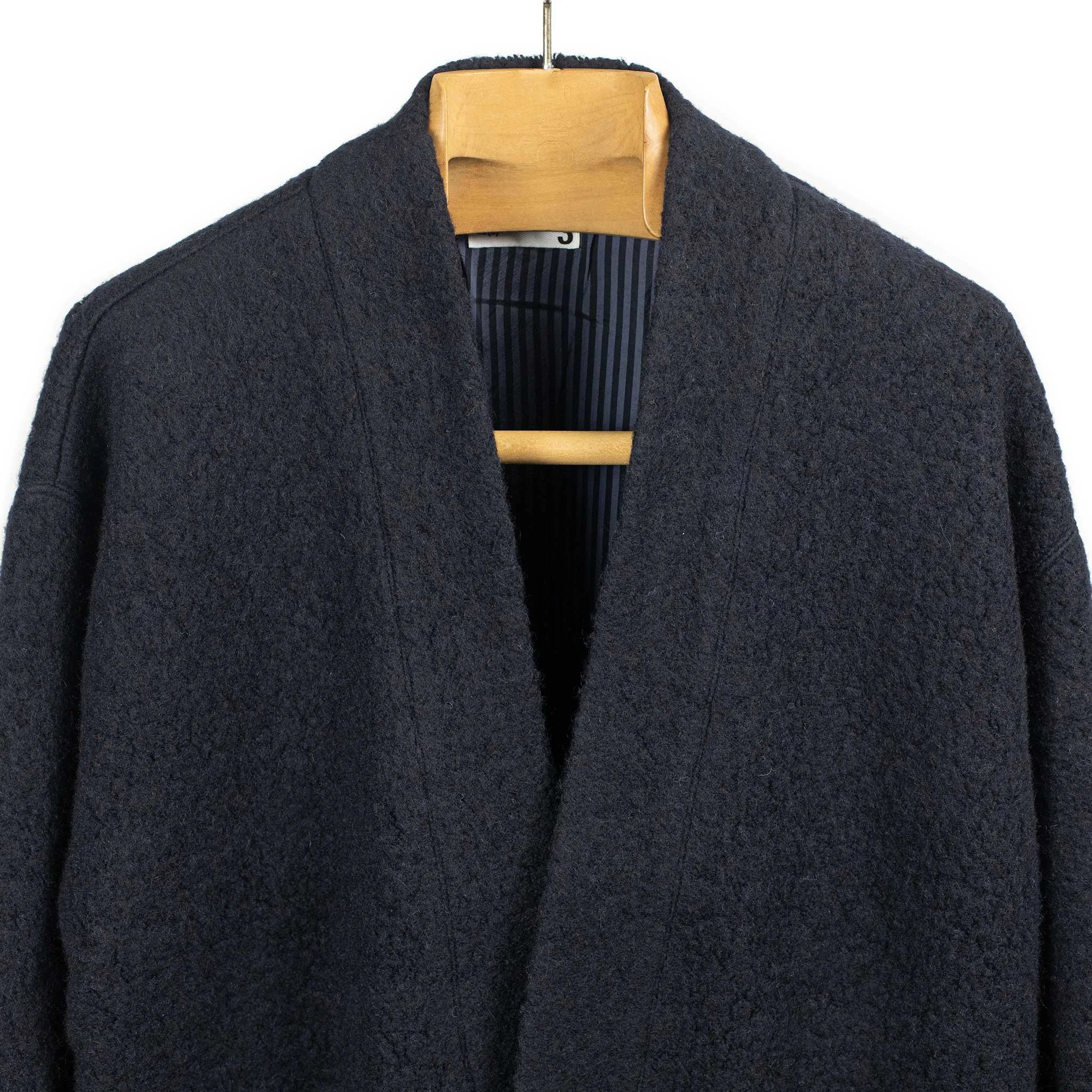 Lined easy cardigan in navy wool mix boa