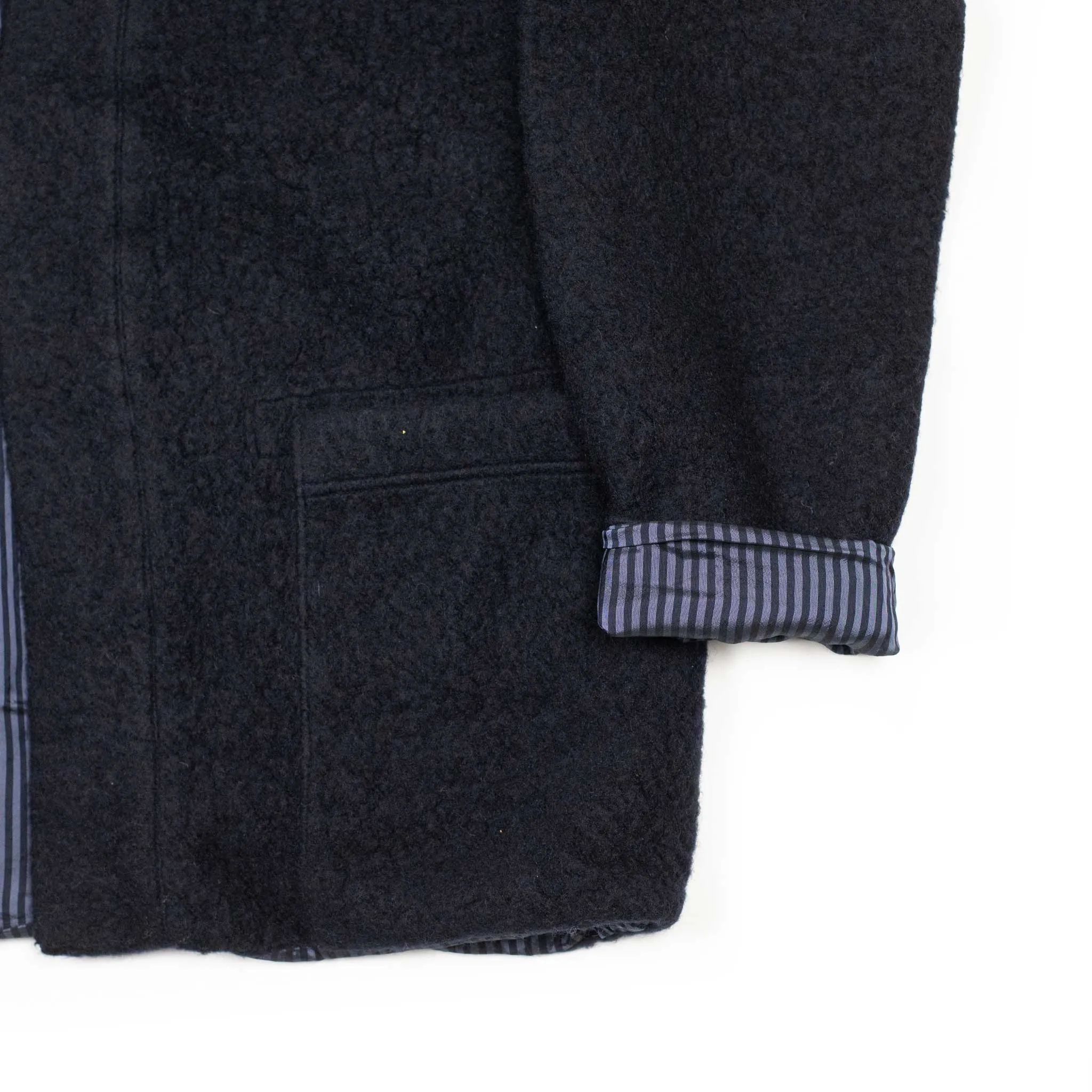 Lined easy cardigan in navy wool mix boa